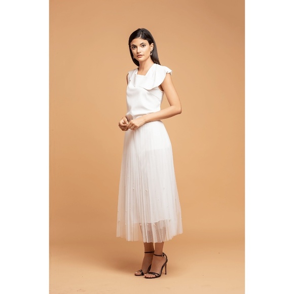 Eva Franco Anthropologie Pearl Tulle Midi Skirt - Picture 2 of 6